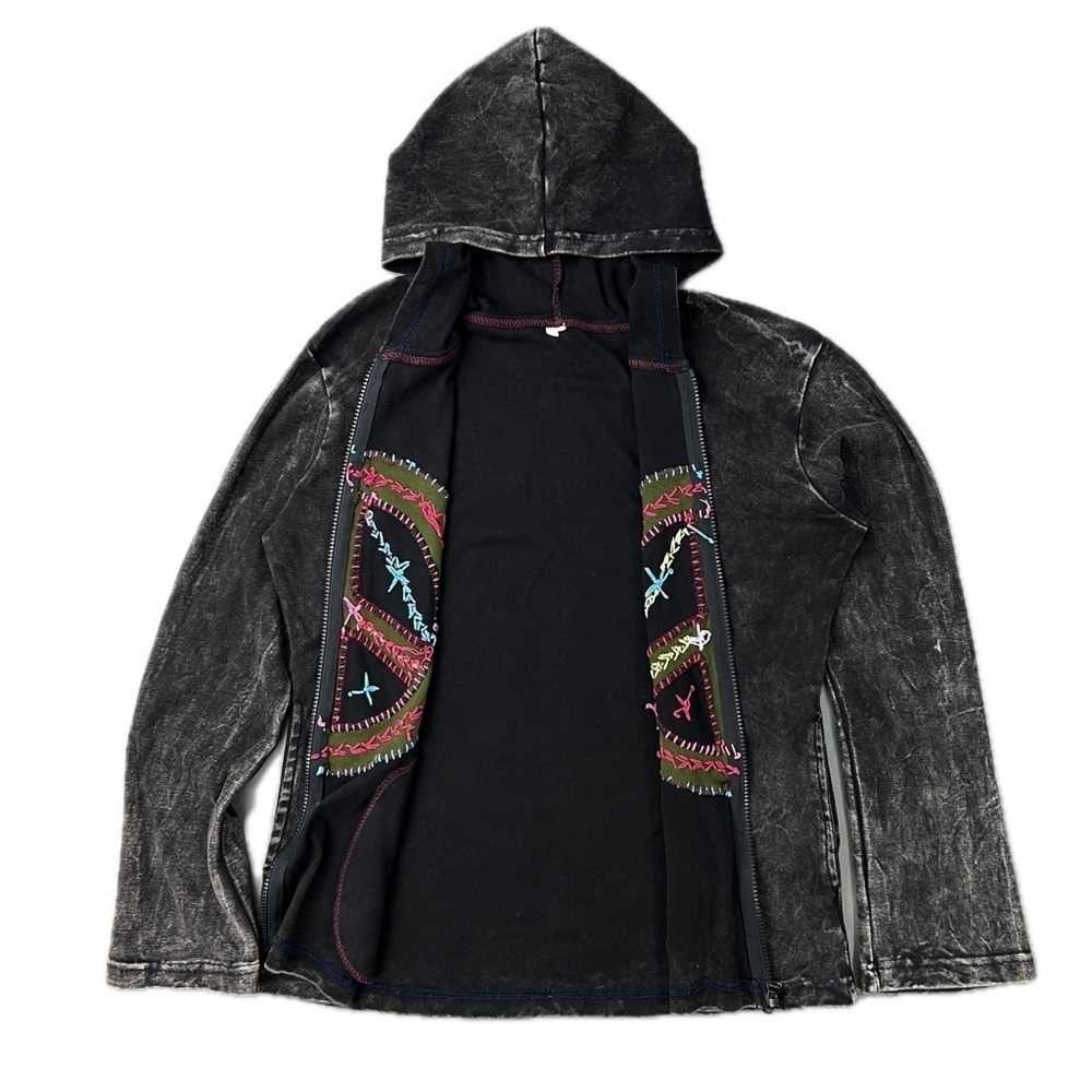 Vintage Embroidered Peace Sign Hoodie - Picture 5 of 8